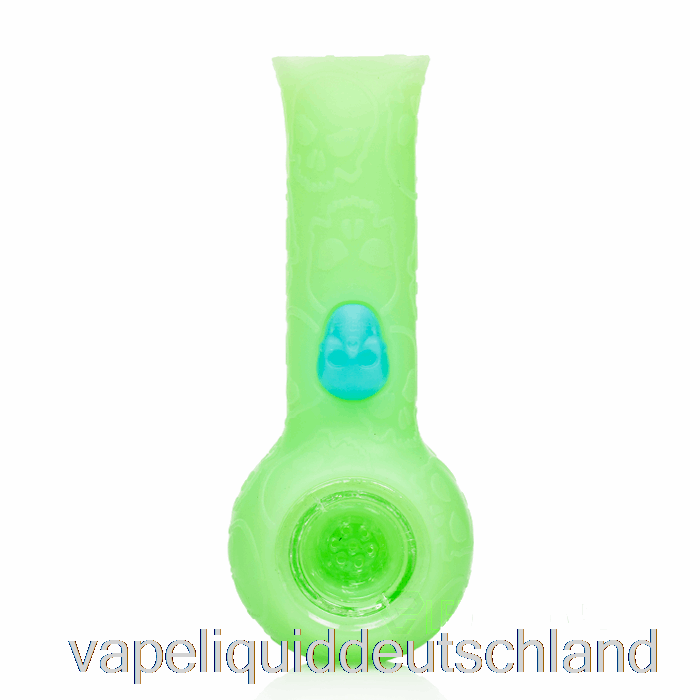 Stratus Silikon-Totenkopf-Handpfeife, Grünes Leuchten (UV-Grün), Vape-Flüssigkeit
